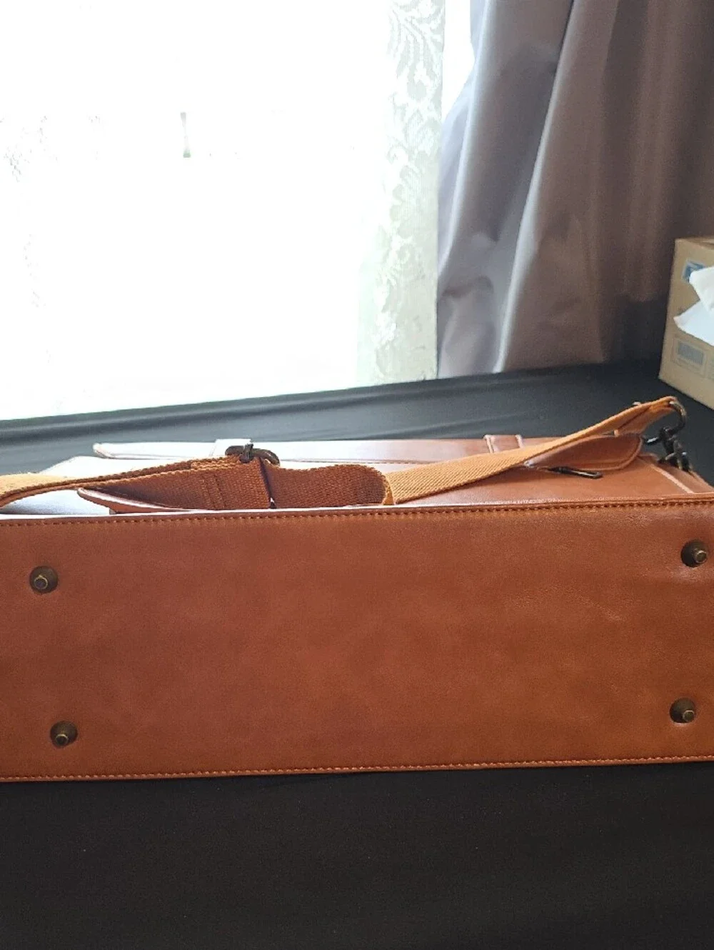 Tan LeatherLaptop  Briefcase Bag